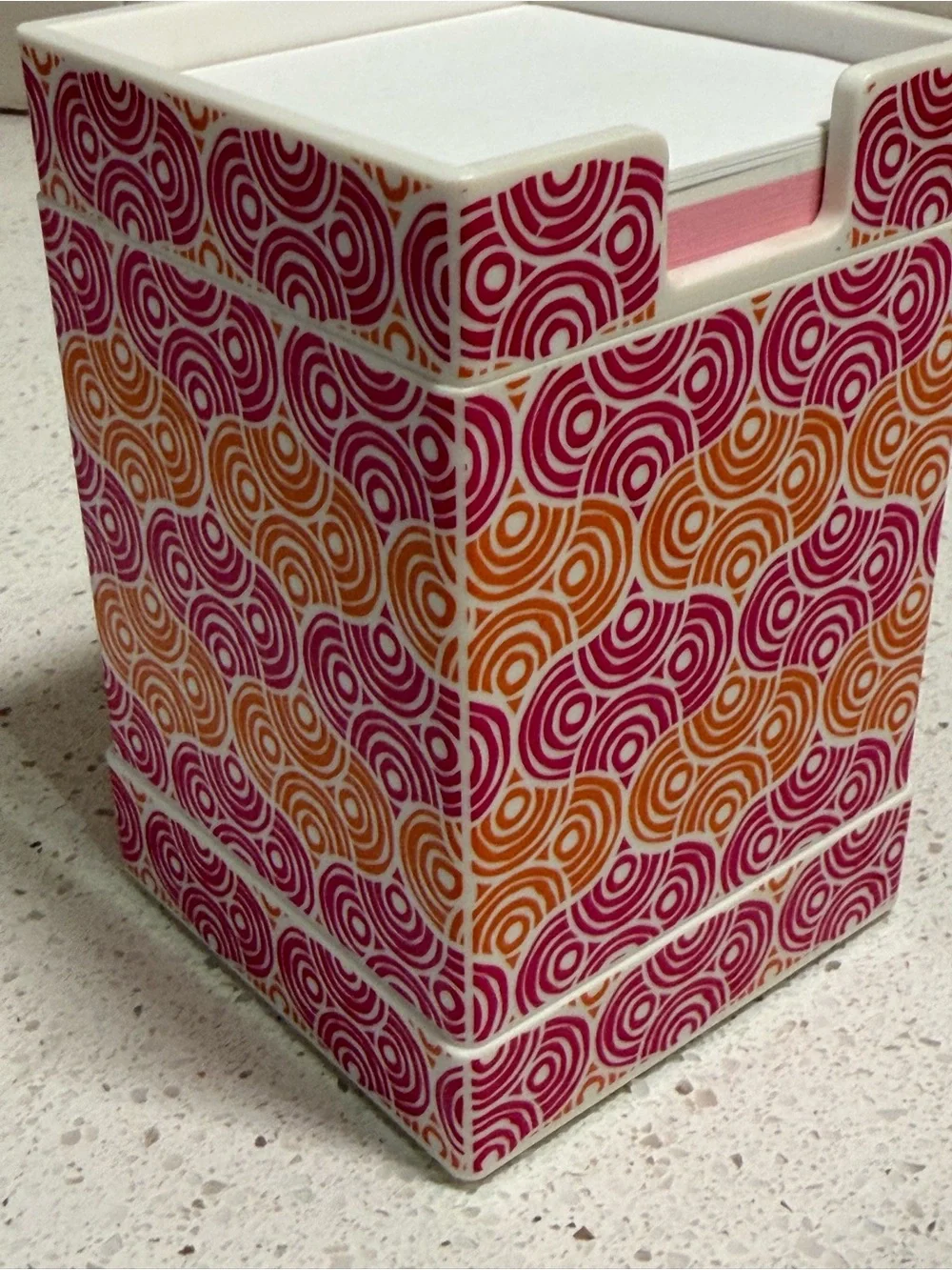 Jonathan Adler Vibrant Pink, Orange and Ivory 3 pc Desk Set/ Pen Cup